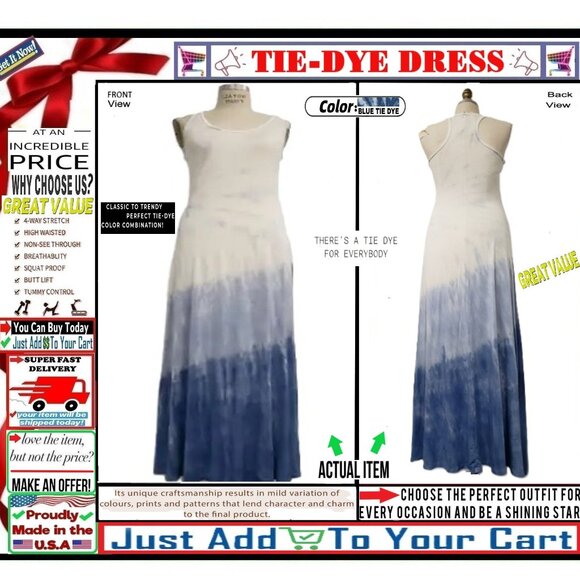 🛑 BULLY Tie Dye ➕🆒 DIP DYE Maxi DRESS Racerback Sleeveless💸BUY NOW‼️🟢 - Picture 1 of 16